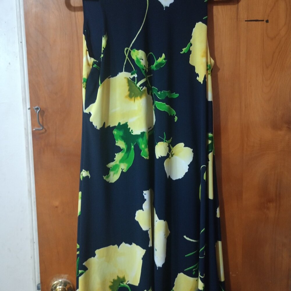Anne Klein Navy & Yellow Floral Mini Dress